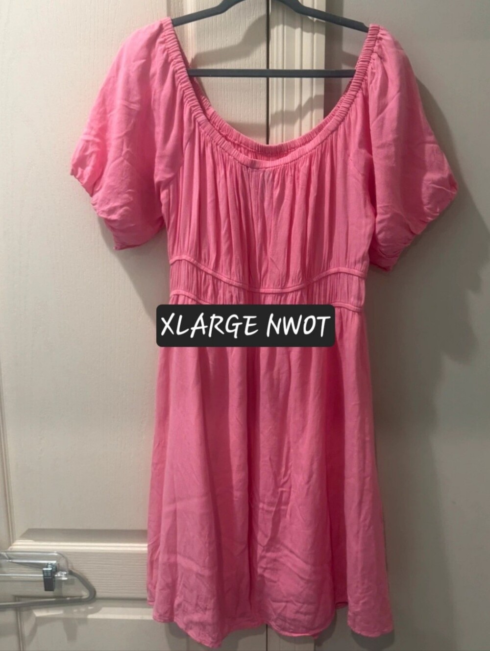 Forever 21+ Pink Midi Dress Size 1X NWOT Puff Sleeve